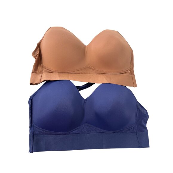 Rhonda Shear 2 Pack Molded Cup Bra with Wrap Back Size 1X Mahogany Navy 635.10 - Picture 2 of 9